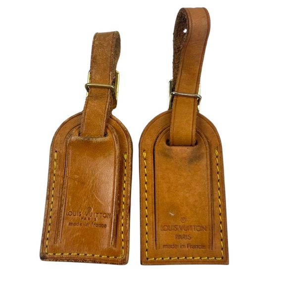 Louis Vuitton Handbags - Louis Vuitton Vintage Brown Leather Luggage Tags Bundle of 2